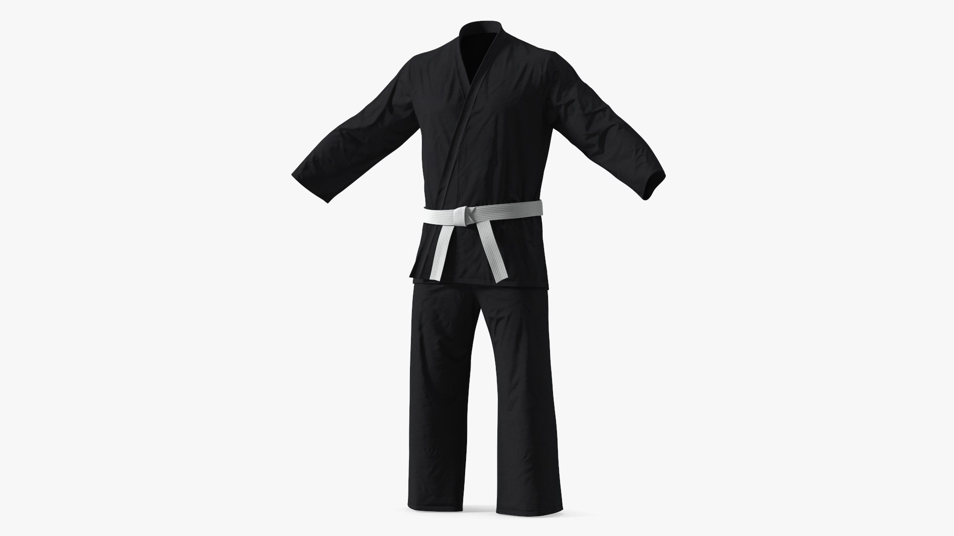 Karate Uniform with White Belt 3D model preview