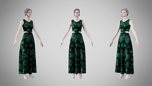 Dress 31 Emerald Whisper Velvet v2 3D model
