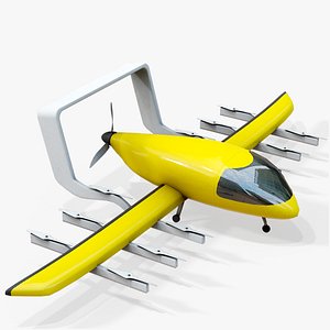 Flying Taxi eVTOL PBR 12 Yellow 3D model