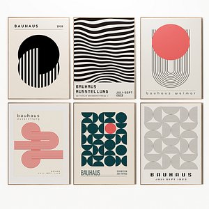 3D Bauhaus RedSunshine Poster Set model