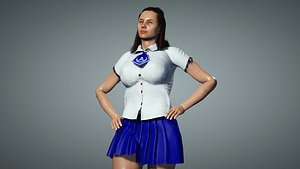 3D Hot Girl in School Uniform