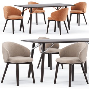 Tria table CB4807-FR 160 and Tuka rounded chair - connubia calligaris