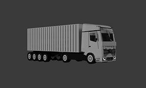 Truck with Trailer 3D Model Heavy Transport Vehicle Partial Interior