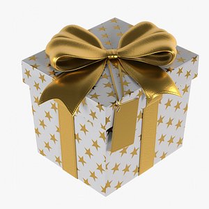 Gift Box Cube Label White