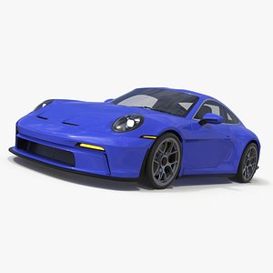 3D Modern Sport Car Blue Simplified