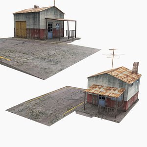 3D Garage Building Low poly Model