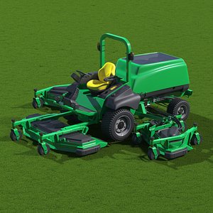 3D Hydraulic Steering Wide Deck Mower Green Rigged for Maya model