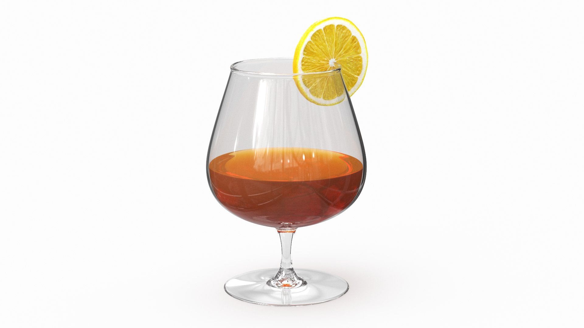 Cognac Glass with Citrus Garnish 3D model preview