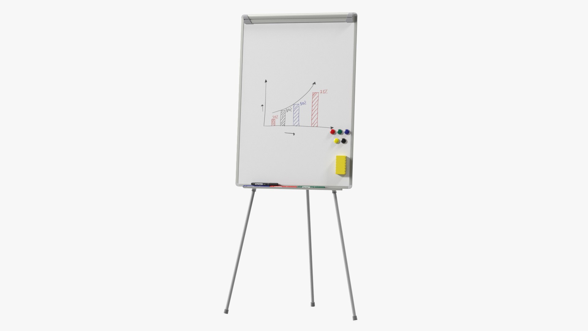 Flip Chart Stand with Magnets and Sponge 3D model preview
