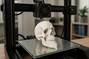 3D Printable Stylized Skull with Beard High-Detail Skeleton 3D print model 3D