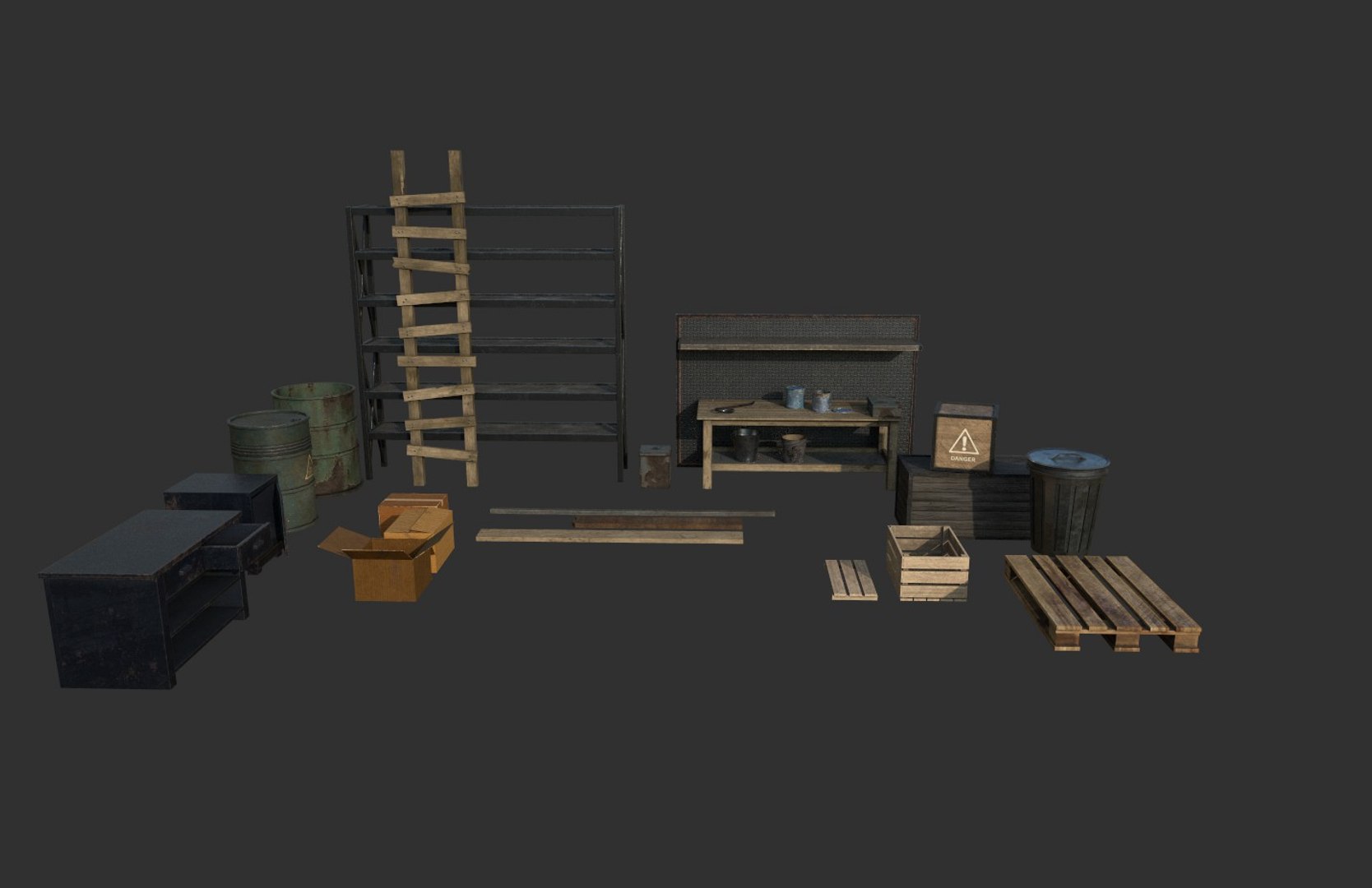 Objects Barrels Cardboard Boxes 3D Model - TurboSquid 1513186