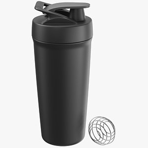 Black Protein Shaker Bottle 3D model