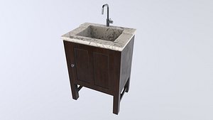 Washbasin with Cabinet 3d Model VR AR Low-poly 3D model