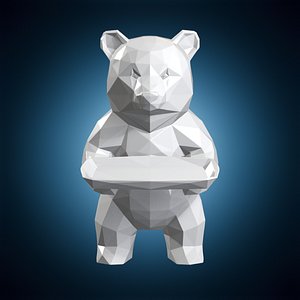 3D Low Poly Bear Tray Organizer 3D Print Model