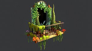 stylized summer balcony 3D model