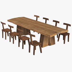 Sculptural Dining Table V8 and T-ChairsMax2015 3D model