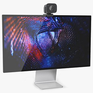 Monitor with Mounted Streaming Webcam Black