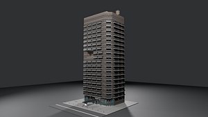 New York Brown Brick 20 Story Apartment Building with Balconies