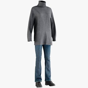 3D model realistic women s jeans
