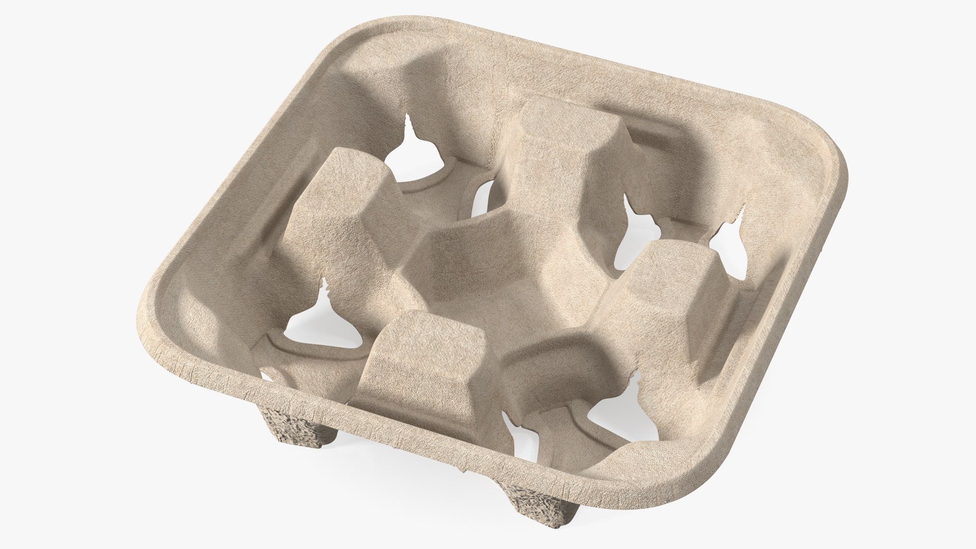 Cardboard Four Cup Holder 3D model preview