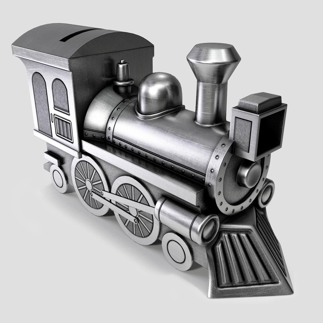 3ds max money-box steam locomotive
