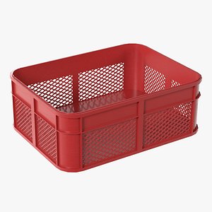 Plastic Food Crate Red 3D model
