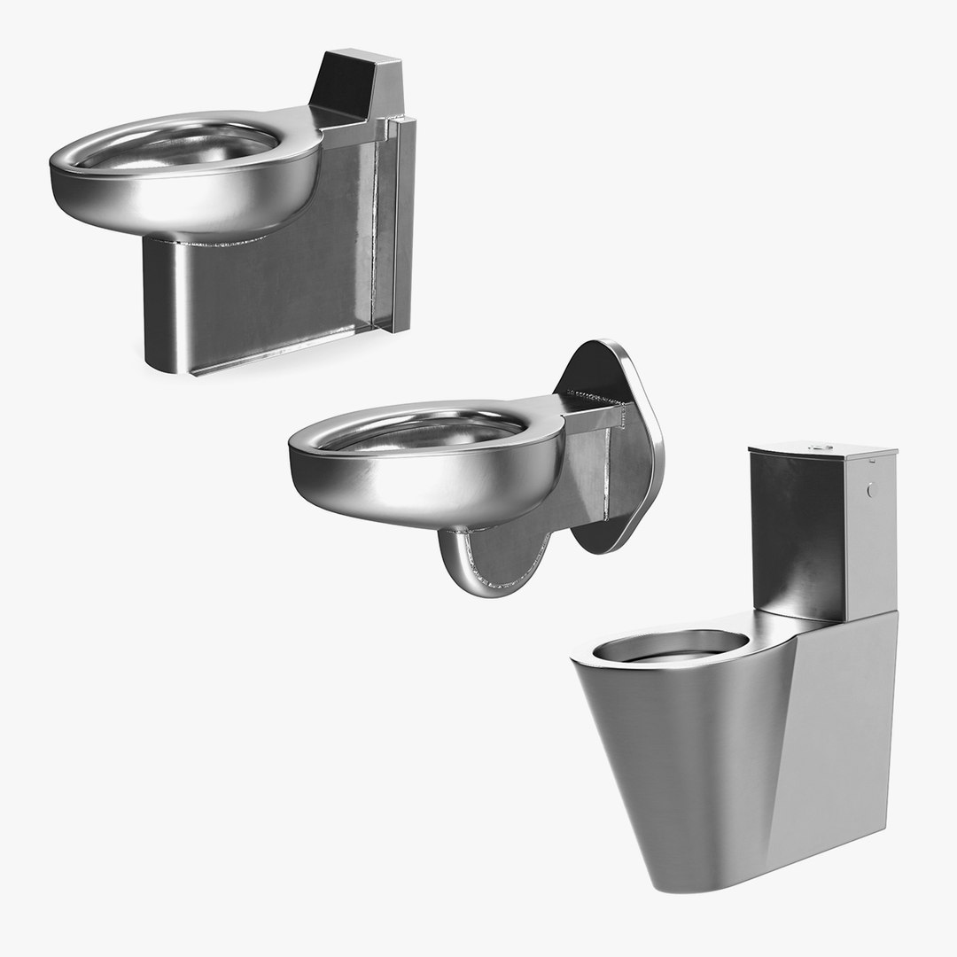 Stainless Steel Toilet Collection 3D model preview