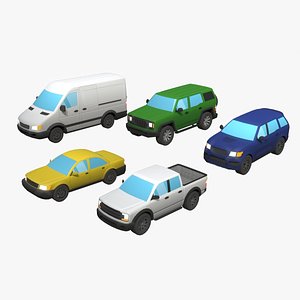 5 Lowpoly generic cars pack 3D
