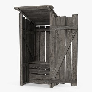 3D old wooden outhouse wood