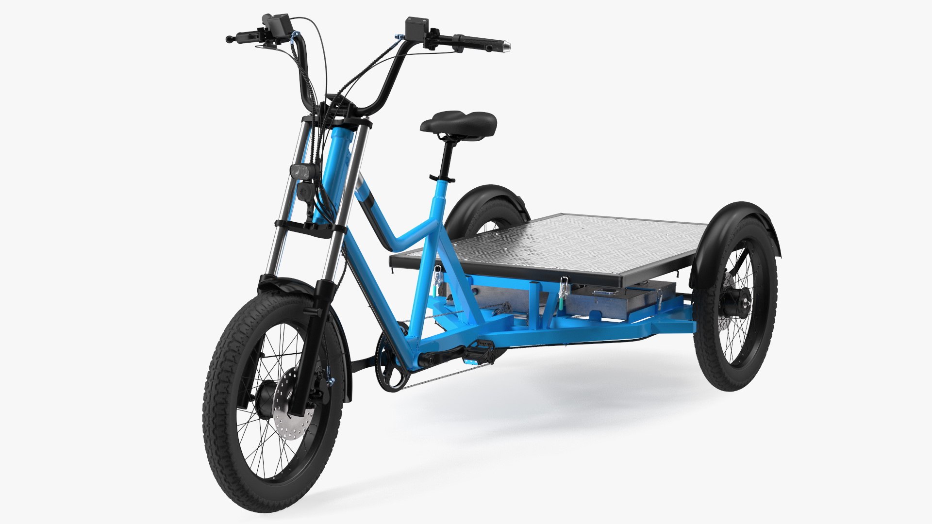 Commercial Grade Electric Trike with  Flatbed Rigged 3D model preview