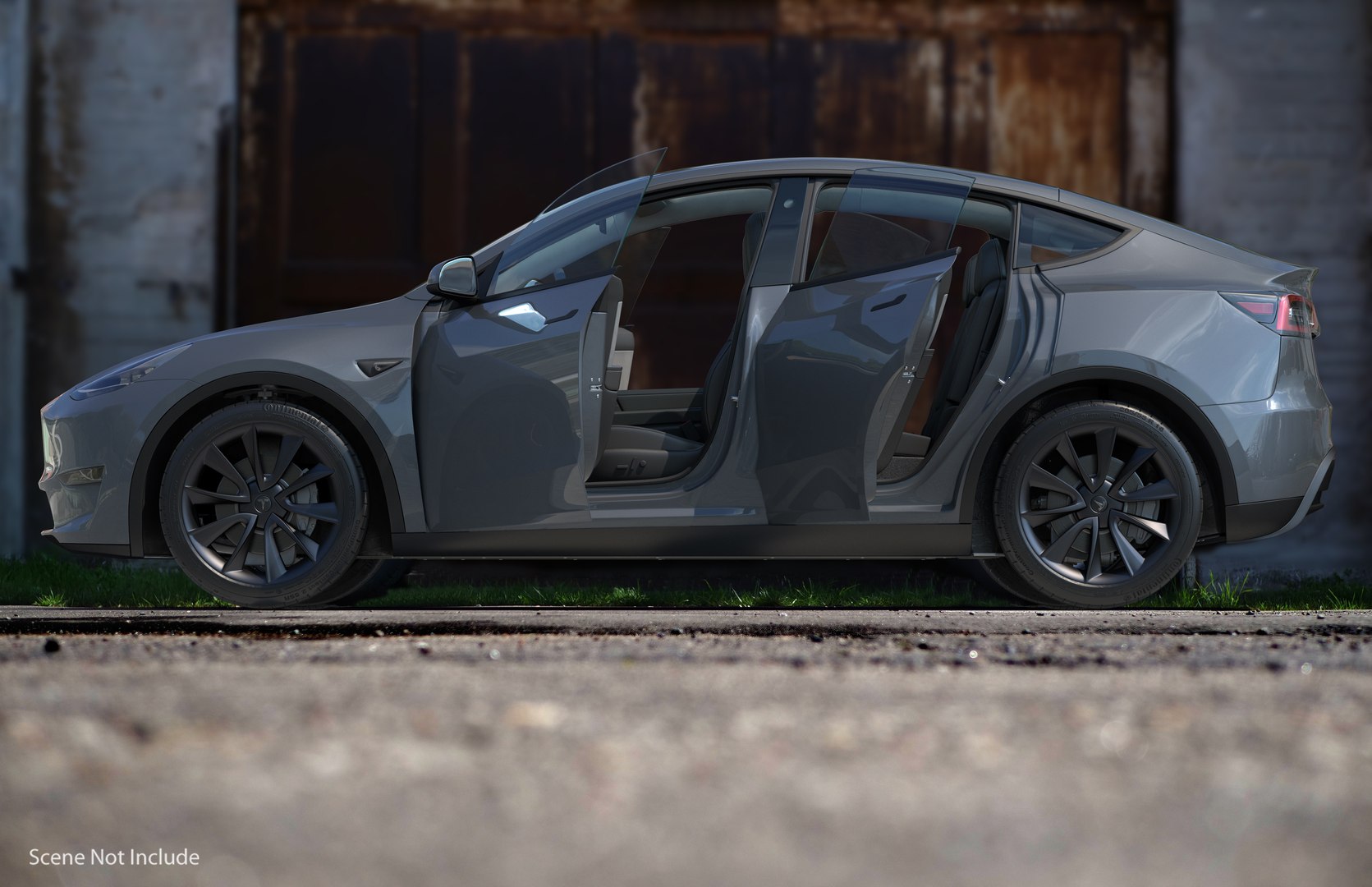 Tesla Model Y Silver Rigged for Cinema 3D model preview