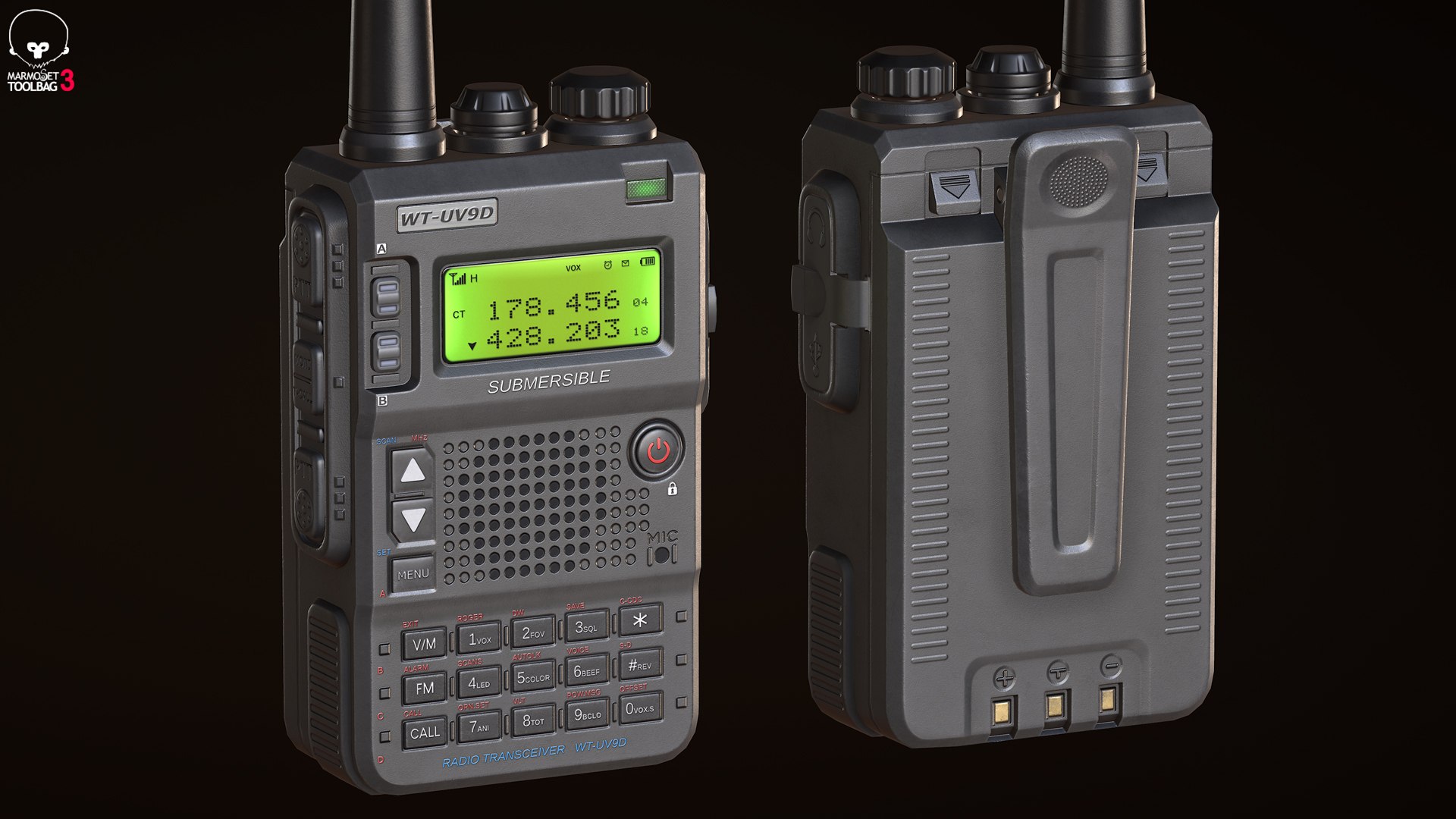 3D Walkie Talkie https://p.turbosquid.com/ts-thumb/5x/R7pVEP/bJ/marmoset/jpg/1642953971/1920x1080/fit_q87/14968880118d34f0f8851f90fd8b2f0aed8cdf7b/marmoset.jpg