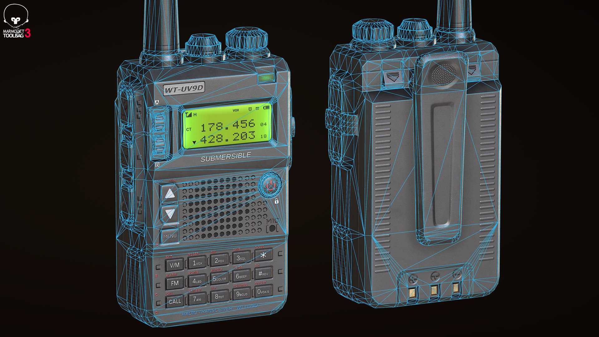 3D Walkie Talkie https://p.turbosquid.com/ts-thumb/5x/R7pVEP/mD/wire_marmoset/png/1642953985/1920x1080/fit_q87/27eb1ae243bd9d36263df6af45c7efd39b525708/wire_marmoset.jpg