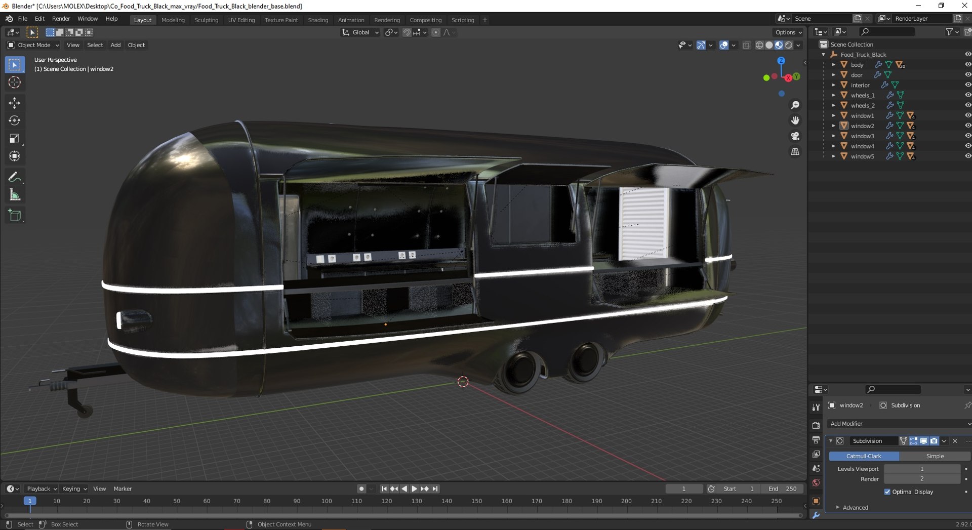 Food Truck Black 3D model preview