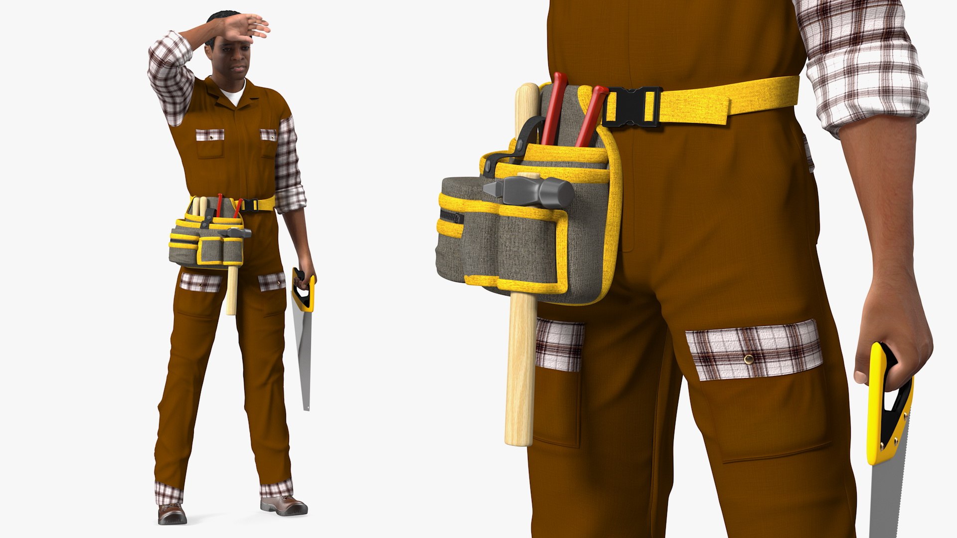 Afro American Woodworker 3D model preview