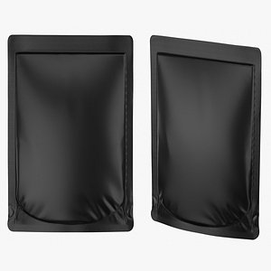 Matte Black Stand-Up Pouch Mockup 3D