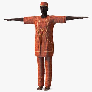 Traditional Style Black Elderly Man T-Pose