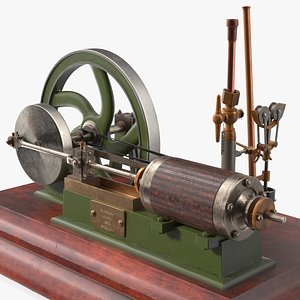 Retro Steam Engine Green Flywheel 3D model