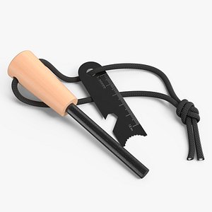 Survival Firestarter Stick with Measuring Scraper 3D
