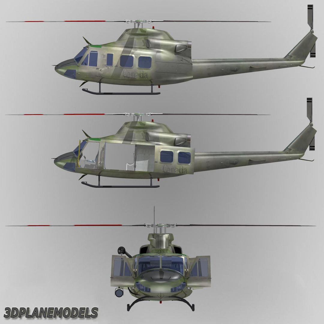 3d model bell 412 helicopter animation