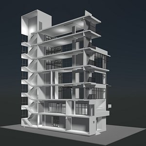 3D Office building in section cut 24ZZ40 model