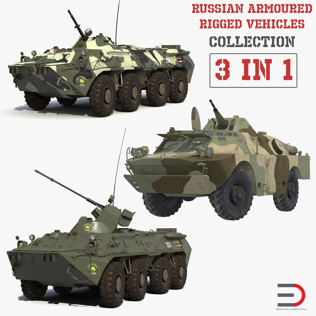 Russian Armoured Rigged Vehicles 3D Models Collection 3D model preview
