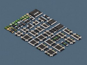 City road Asset Pack Low poly 3D model