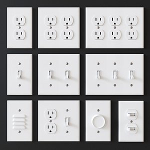 3D american electrical outlets switches