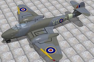 gloster meteor fighters f3 3d model