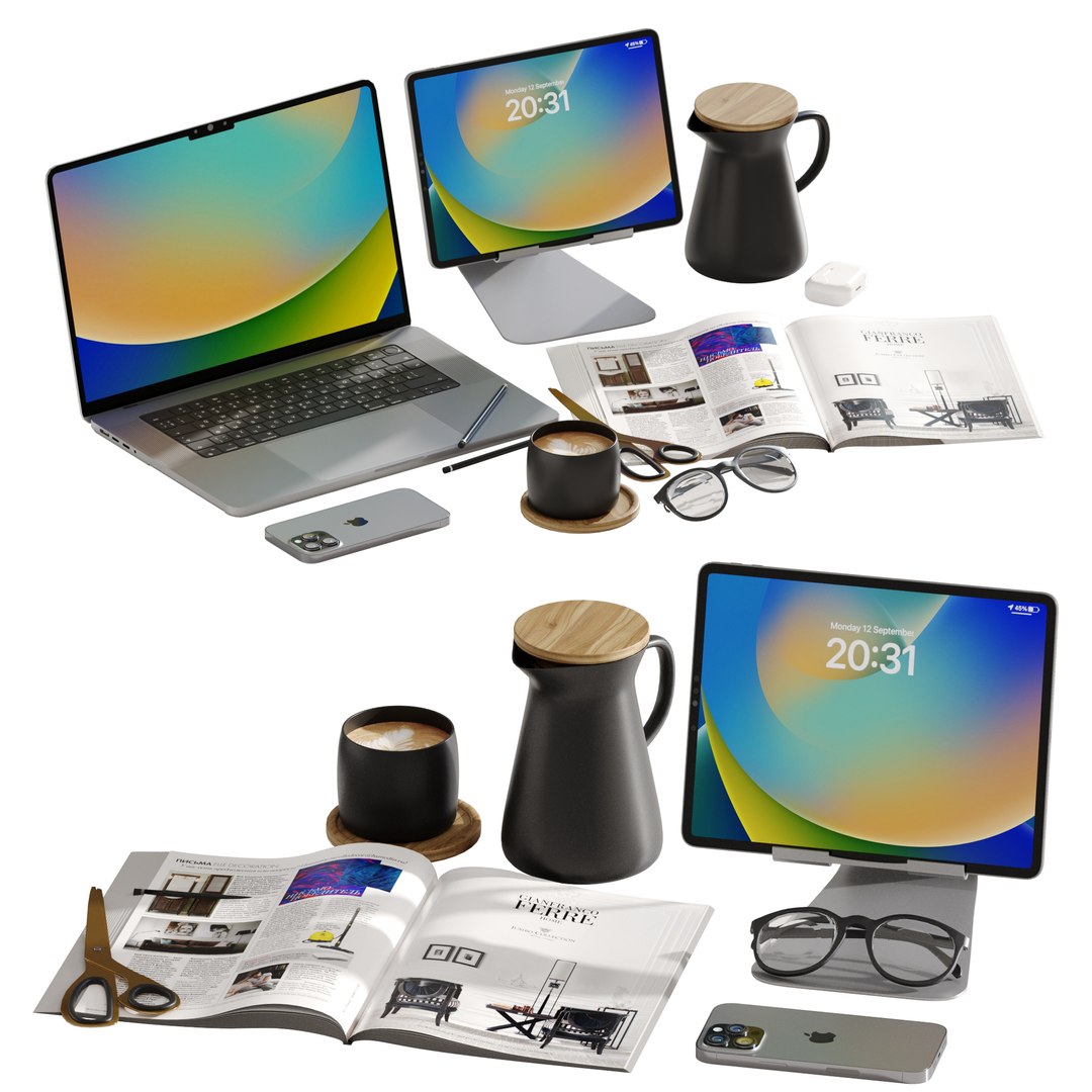 Decorative Set For Desktop 3D Model - TurboSquid 2146264