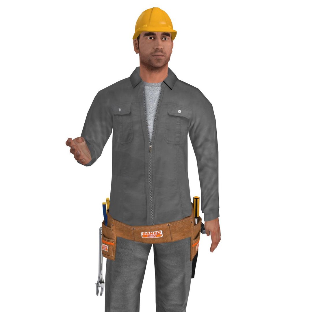 Rigged Worker Biped Man 3d Max