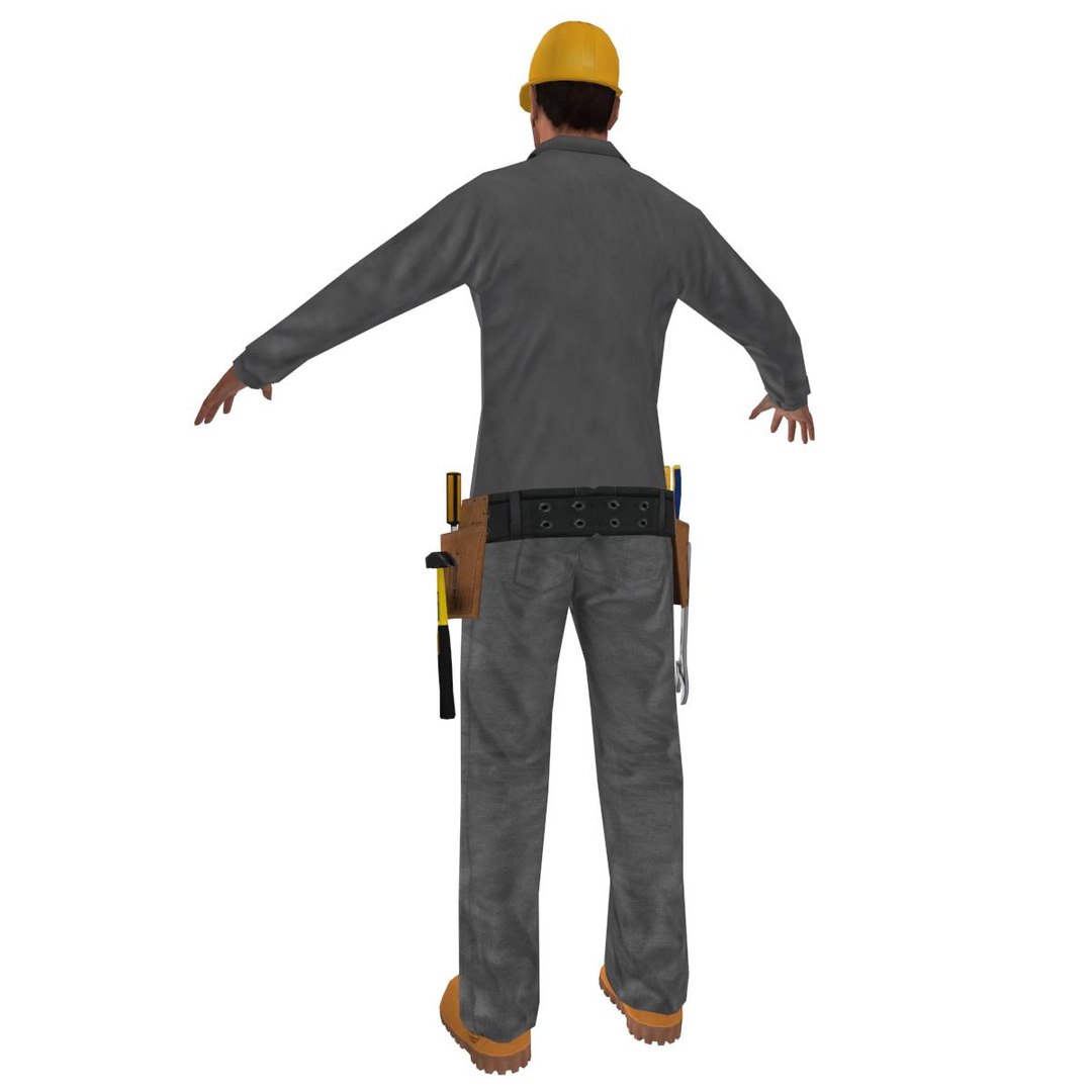 Rigged Worker Biped Man 3d Max