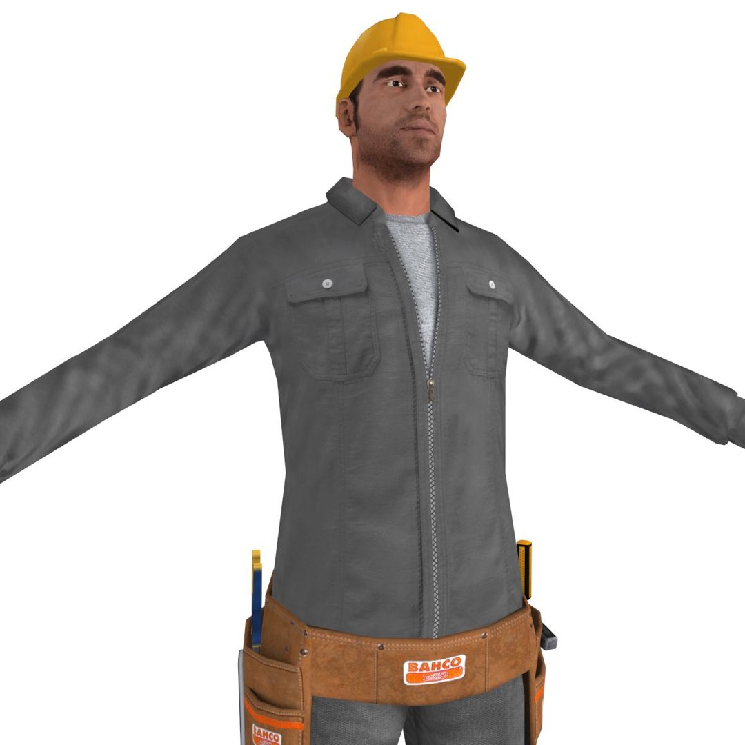 Rigged Worker Biped Man 3d Max