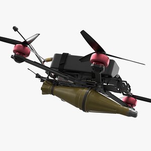 Kamikaze FPV Strike Drone with Munition Rigged for Maya